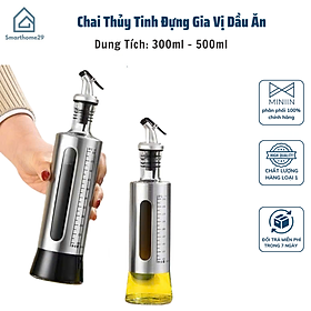 Mua Chai Thủy Tinh Đựng Gia Vị Dầu Ăn 300ml - 500ml  Bình Đựng Nước Mắm Inox Cao Cấp Tiện Ích