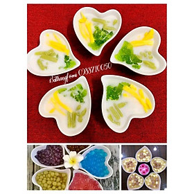 Bộ 5 đĩa sứ trắng trái tim gốm Bát Tràng