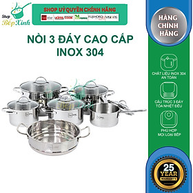 Mua Combo bộ nồi xửng hấp inox cao cấp Fivestar 6 món 3 đáy từ nắp kính   dùng tốt bếp từ   hồng ngoại   gas