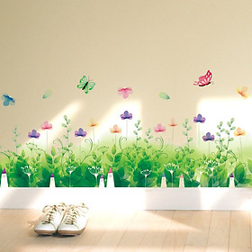 Mua Decal chân tường Hoa cỏ xanh 2 AmyShop DCT030 - 2 bộ ( 33 x 270 cm )