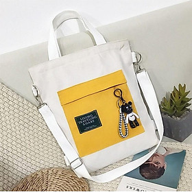 Túi tote vải Living đeo balo kèm móc gấu