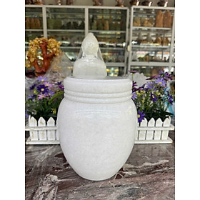 Hủ đưng tro cốt đá cẩm thạch trắng - Cao 25 cm
