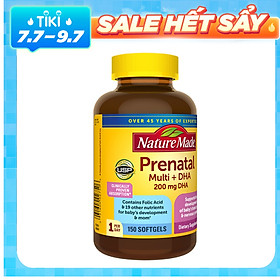 Thực phẩm chức năng cho bà bầu Nature Made Prenatal Multi + DHA 150 viên - Nhập khẩu Mỹ