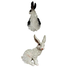 2x Rabbit Garden Statue Resin Animal Figurine Outdoor  Decor Toy