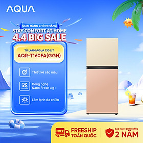 [SẢN PHẨM MỚI 2025] Tủ lạnh AQUA 130 lít ngăn đá trên AQR-T160FA(GGN) - Màu Be hồng - Freeship toàn quốc - Bảo hành 2 năm - Hàng chính hãng