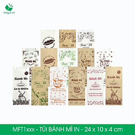 Mua Combo 100 Túi bánh mì in - 24x10x4 cm - In sẵn họa tiết nhiều mẫu - Bao bánh mì Túi giấy thực phẩm an toàn