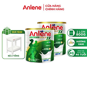 Combo 02 Sữa Bột Anlene Gold 3X Hương Vanilla (Hộp thiếc 800g) - Tặng kệ 2 tầng