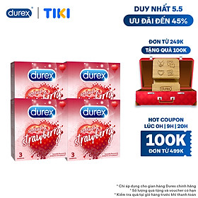 Bộ 4 Bao Cao Su Durex Sensual Strawberry - Hộp 3 Bao