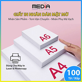 Mua Giấy Decal A4/A5/A6/A7 Media Ink 1 Mặt Mờ 80gsm 100 Tờ  Giấy In Tem Vận Chuyển  Nhãn Phụ  Tem Mã Vạch - Hàng Chính Hãng