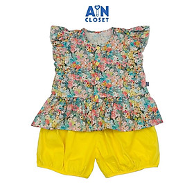Bộ quần áo Ngắn bé gái họa tiết Vườn Hoa Vàng Cotton - AICDBGB8KSUO - AIN Closet