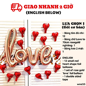 Bộ bóng chữ Love trang trí 8/3 màu Rosegold wmd35