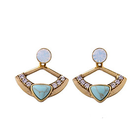 Fashion Women Lady Rhinestone Crystal Fan Ear Studs Earrings