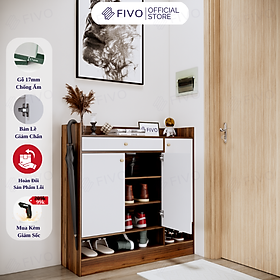 Tủ Kệ Giày Gỗ Chống Ẩm Cao Cấp FIVO FS52 Có Cửa, Ngăn Chứa Trong Tủ Lớn, Mặt Tủ Rộng Rãi, Kèm Hộc Tủ Ngang Giúp Đựng Vật Dụng Thường Dùng (Chìa Khóa, Găng Tay...)