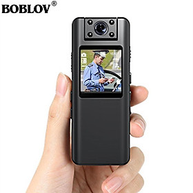 Máy ảnh mini nhìn đêm hồng ngoại Boblov A22 1080P HD với màn hình LED Máy quay phim nhỏ 180 ° Angel Bodycam Police Cam Xe đạp Camera Màu sắc: A22