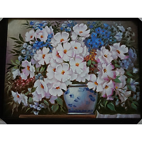 Mua Bình Hoa Cúc - Tranh Sơn Dầu Vẽ Tay - 30x40cm