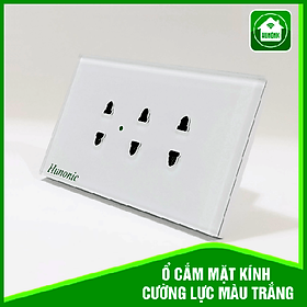 Công tắc thông minh Ổ Cắm Mặt Kính Cường Lực Cao Cấp HUNONIC, Màu (Đen/Trắng)