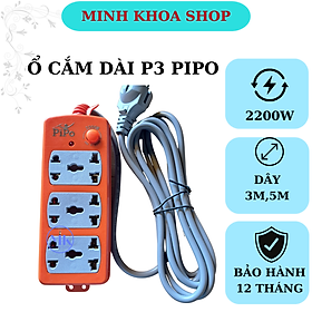 Mua Ổ  điện dài  Ổ  điện dây dài  3m 5m công suất 2200w  6 ổ cắm  có sứ cách điện an toàn PIPO p3-22