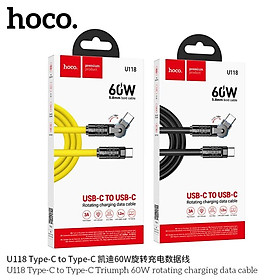 Mua Cáp sạc nhanh IP  Type C xoay 180 độ Hoco U118 1.2m  hỗ trợ truyền dữ liệu hàng chính hãng - Type C to Type C