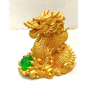 Hình ảnh Tượng Rồng Vàng Ôm Châu 12 cm , Rồng  Linh Vật Phong Thủy Biểu tượng cho Sức Mạnh, Uy Quyền, Giàu Có TPT079 