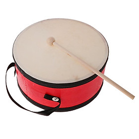 2- Hand Drum with Beater Kids Wooden Percussion Education Musical
