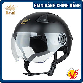 Mũ bảo hiểm 12 Royal M156K thiết kế nhỏ gọn, nhiều màu sắc, phù hợp mọi độ tuổi- Đen mờ - L