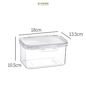 Hộp nhựa đựng thực phẩm tủ lạnh có nắp Ghome, hộp bản quản thức ăn trữ đông trong suốt nắp kín HB21M1