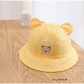 M7 Mũ vành tròn cho bé gái ,mũ tròn họa tiết gấu cho bé gái S1-3y