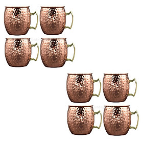 8PCS STAINLESS STEEL WITH COPPER PLATED MOSCOW MULE CUP MUG Hammered