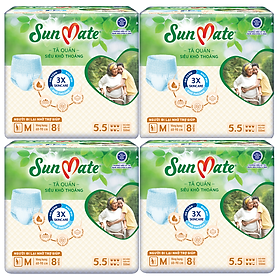 Combo 4 Gói Tã Quần Người Lớn SunMate Khô Thoáng