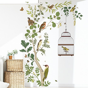 Mua Sticker Giấy Dán Tường Decal Dán tường Tranh Dán Tường Trang Trí Tường Mẫu Đàn Chim Làm Tổ ZH-1013