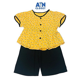 Bộ quần áo lửng bé gái họa tiết hoa chấm bi trắng nền vàng linen - aicdbgap3cwo - ain closet