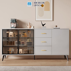 Mua Tủ Bếp Gỗ Phối Cánh Kính Cường Lực Kèm LED Thương Hiệu SIB Decor KG51