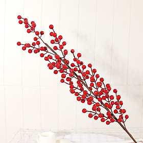 Cành Đông Đào Đỏ 12 Nhánh, Hoa Giả Cao Cấp, Hoa Decor, Trang Trí Nhà Cửa
