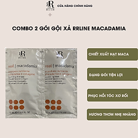 Combo 2 gói dầu gội xả phục hồi tóc hư tổn RRline Macadamia Star 30ml