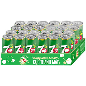 Thùng 24 Lon Nước Ngọt Có Gaz 7Up (320ml/lon)