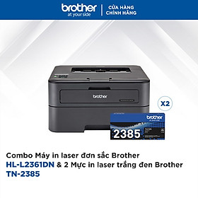 [HÀNG CHÍNH HÃNG] Combo Máy in laser đơn sắc Brother HL-L2361DN và 2 Mực in laser trắng đen Brother TN-2385