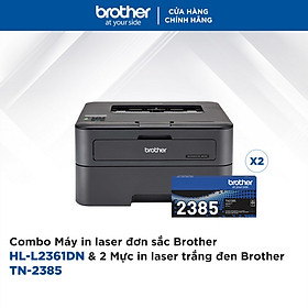 Mua  HÀNG CHÍNH HÃNG  Combo Máy in laser đơn sắc Brother HL-L2361DN và 2 Mực in laser trắng đen Brother TN-2385