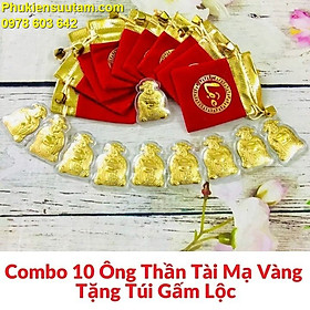 Mua Combo 10 Ông Thần Tài Mạ Vàng Tặng Túi Gấm Lộc  dùng để treo trong nhà  trên cây hoa mai  kích thước 5 x 4cm  màu vàng - TMT Collection - SP005488