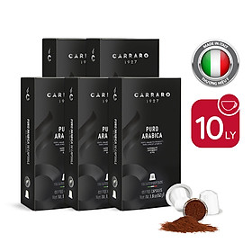 Mua Combo 5 hộp cà phê viên nén Carraro Puro Arabica - Tương thích với máy capsule Nespresso