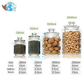Hũ Thủy Tinh LỤC GIÁC Đựng Gia Vị 2000 Ml, Lọ Gia Vị Thủy Tinh, Hũ Đựng Thực Phẩm Khô,Lọ Muối Dưa- Hàng Loại 1-Chính Hãng MINIIN