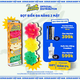 Mua Set 3 miếng Bông Hoa Colors Scrub Mommy -  2 mặt đa năng - an toàn - chống mùi