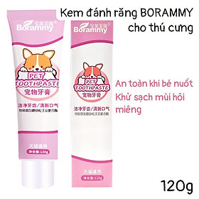 Kem đánh răng cho chó mèo BORAMMY khử mùi hôi miệng bảo vệ răng chắc khoẻ tuýp lớn 120g an toàn khi nuốt