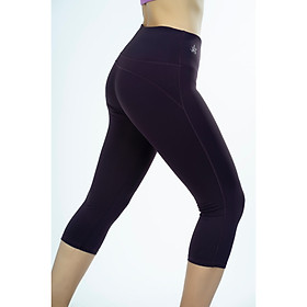 Quần lửng legging thể thao nữ trơn chỉ nổi nâng mông màu Tím ruốc - QL504