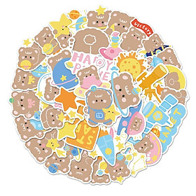 Sticker gấu phi hành gia chibi hoạt hình cute trang trí mũ bảo hiểm, guitar, ukulele, điện thoại, sổ tay, laptop-mẫu S36