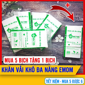 [MUA 5 TẶNG 1] Bộ 5 Bịch Khăn Vải Khô Đa Năng Cao Cấp Emom ( Dùng Thay Khăn Giấy Ướt) - Khăn Vải Khô Mềm Mại,Tiện Lợi,Tiết Kiệm - Giấy Khô Đa Năng - Mẹ Bé VM