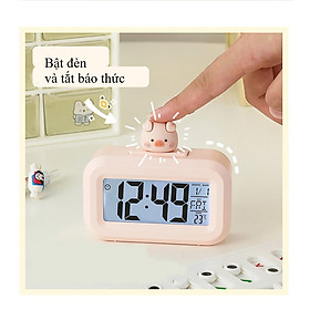 Đồng hồ để bàn , báo thức điện tử lcd mini chuông to có đèn nền ban đêm, nhiệt độ