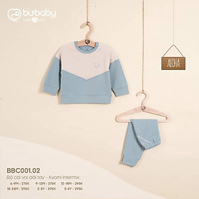 Bộ dài tay bamboo cotton Bu, Bubaby Kyomi intermix BBC001.02 cho bé 6m - 4Y - Blue - be