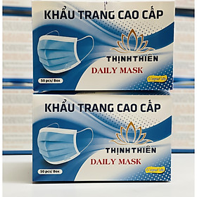 Combo 2 Hộp Khẩu Trang Y Tế 4 Lớp Thịnh Thiên Màu Xanh