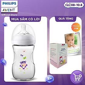 Bình  sữa Mô phòng tự nhiên Philips Avent dung tích 260ml cho bé từ 1 tháng tuổi (họa tiết Hippo/Flamingo)