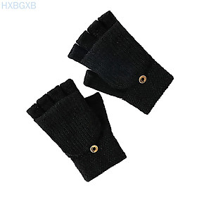 1 Pair Unisex Winter Mitten Outdoor Hiking Cycling Half-finger Knitted Gloves Women Men Warm Gloves